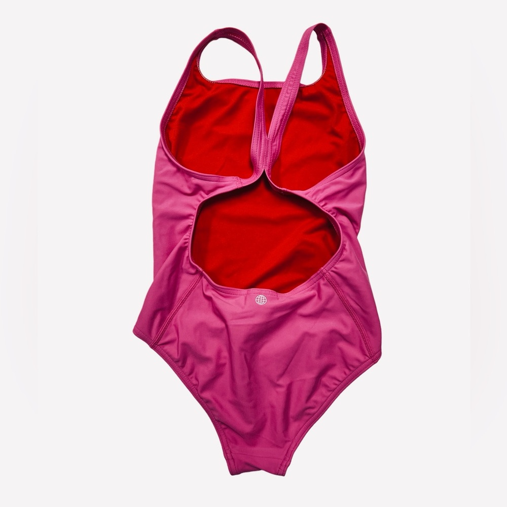 Adidas Girls Athletic Swimsuit Racerback One-piece Fuchsia/Scarlet Size XL - Picture 6 of 9